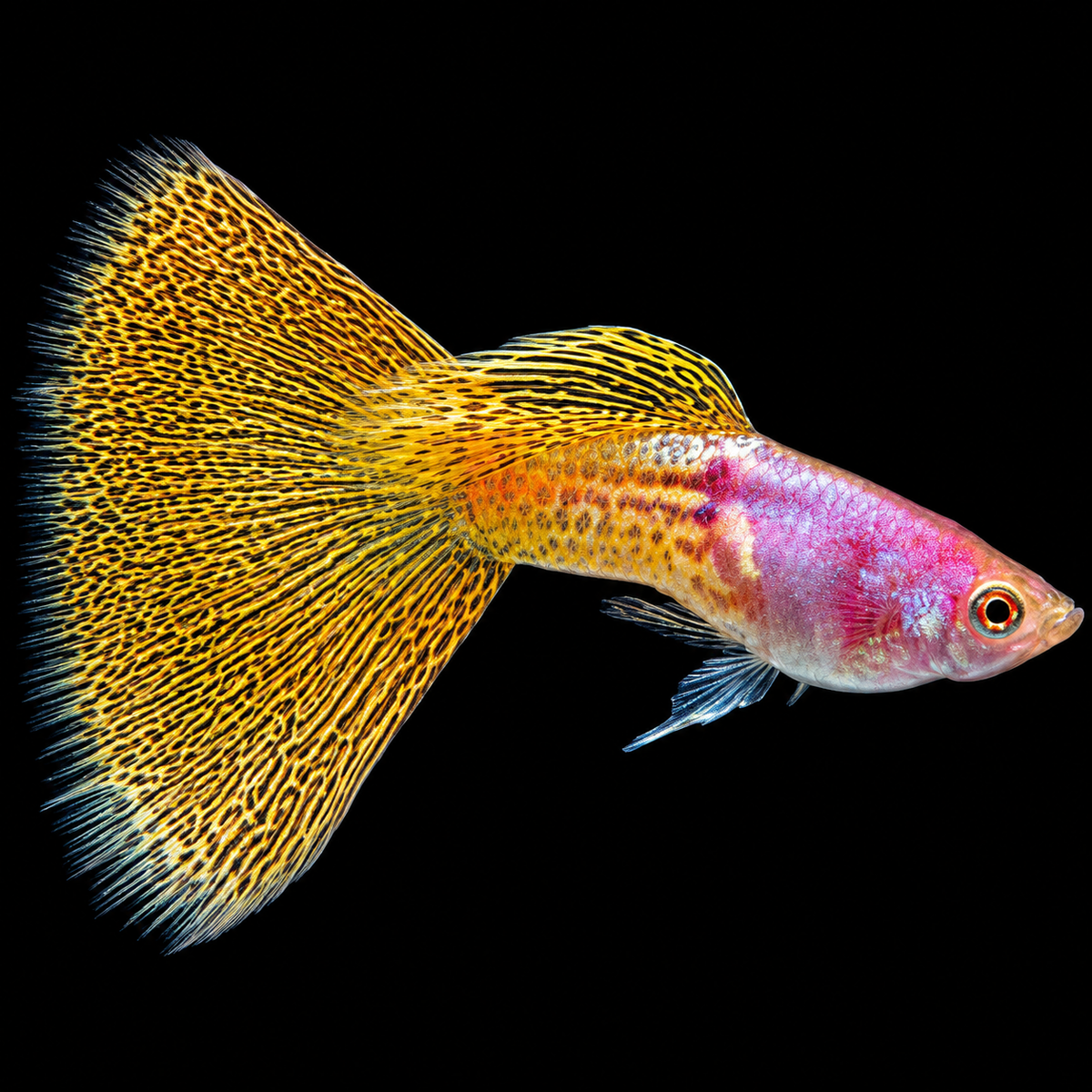 Albino Metal Yellow Lace Guppy Fish
