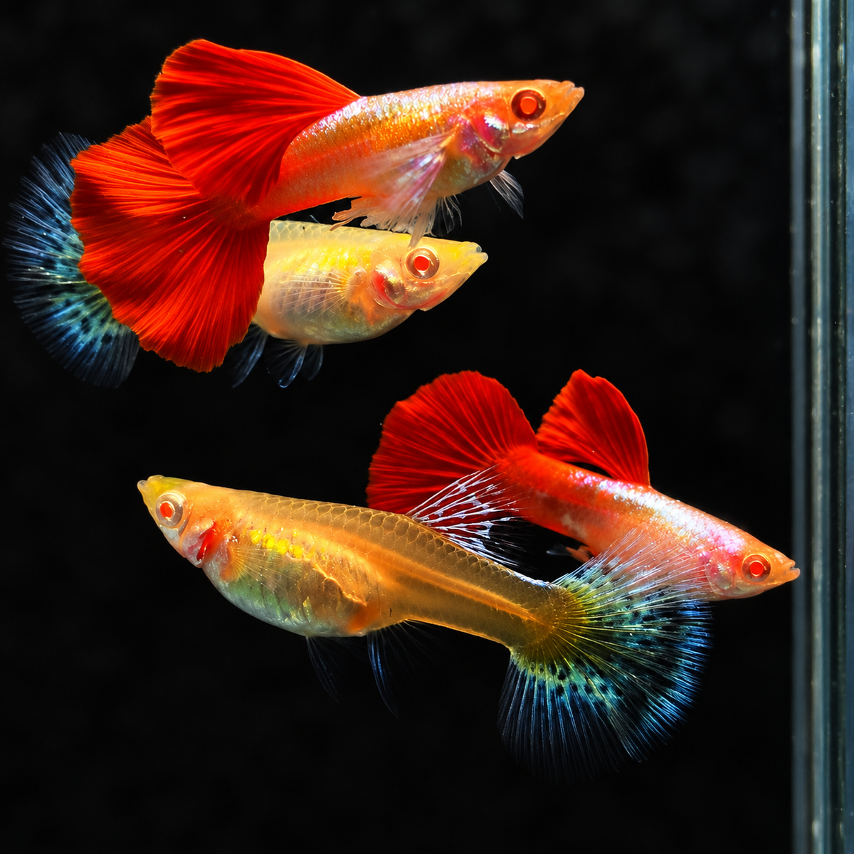 Albino Dumbo Red Tail Guppy Fish