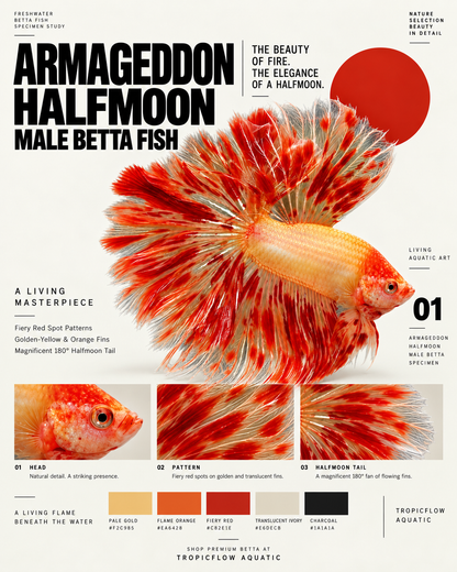 Armageddon Halfmoon Male Betta Fish - Fiery Red